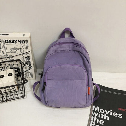 Cyflymder Preppy Style Fashion Women Solid Color Retro Small Backpack Students Ladies Travel Canvas zipper School Bag Knapsacks new