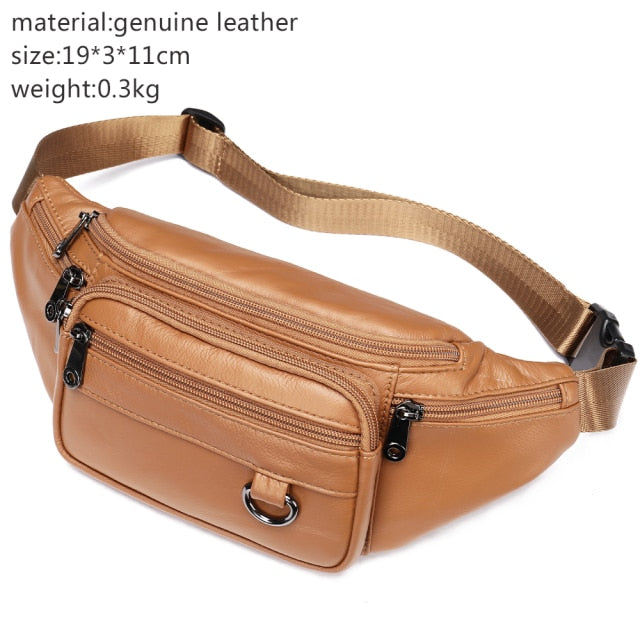 Realaiot Genuine Leather Belt Bag Women's Waist Bags For Women Fanny Pack Female Waist Pack Belt Waist Bag Woman Phone Bags Bumbag