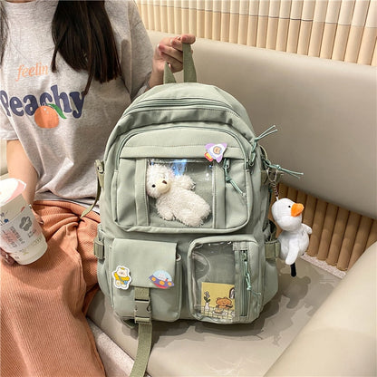 Realaiot Cute Women Large Capacity Backpack Waterproof Nylon Female Schoolbag College Lady Laptop Backpacks Kawaii Girl Travel Book Bags