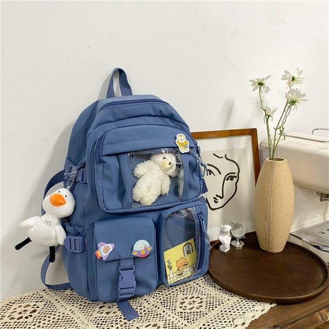 Realaiot Cute Women Large Capacity Backpack Waterproof Nylon Female Schoolbag College Lady Laptop Backpacks Kawaii Girl Travel Book Bags