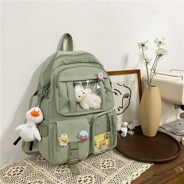 Realaiot Cute Women Large Capacity Backpack Waterproof Nylon Female Schoolbag College Lady Laptop Backpacks Kawaii Girl Travel Book Bags