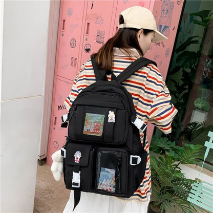 Realaiot Women Large Capacity Travel Backpack Female Multi-pocket College Waterproof School Bags Transparent Pocket Laptop Backpacks