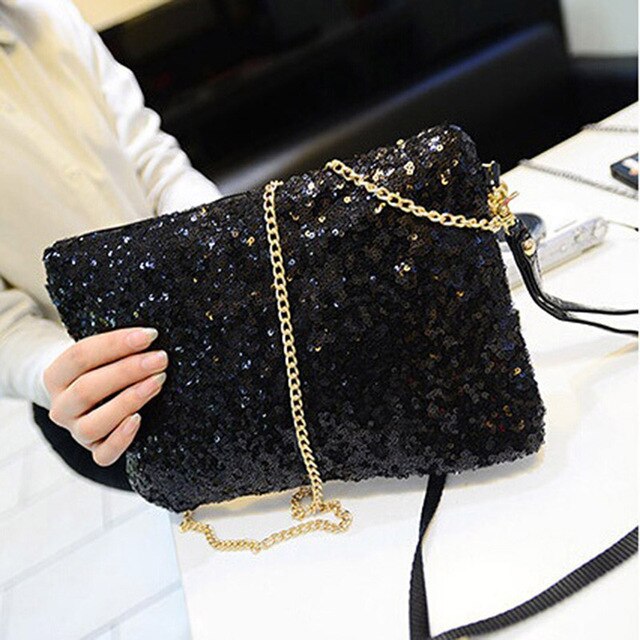 Realaiot Women's Evening Clutch Bag Glitter Sequin Handbag Luxury Sparkling Wedding Christmas Party Envelope Tote Wallet Ladies Shoulder Bag