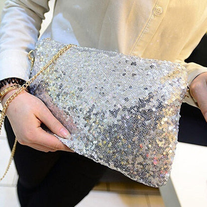 Realaiot Women's Evening Clutch Bag Glitter Sequin Handbag Luxury Sparkling Wedding Christmas Party Envelope Tote Wallet Ladies Shoulder Bag