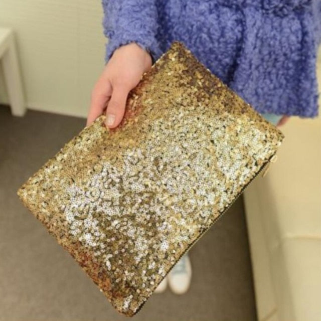 Realaiot Women's Evening Clutch Bag Glitter Sequin Handbag Luxury Sparkling Wedding Christmas Party Envelope Tote Wallet Ladies Shoulder Bag