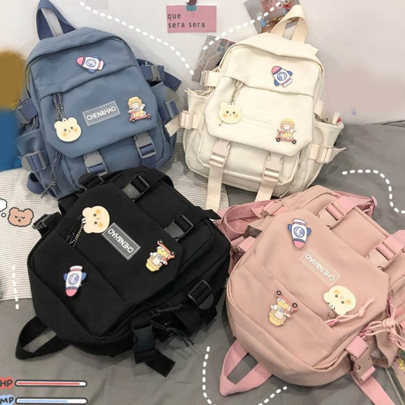 Cyflymder Lovely Multifunctional Backpack Teenage Girl Ring buckle Portable Travel Bag Female Small Schoolbag Badge Women Backpacks