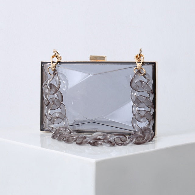 Realaiot Transparent Bag Jelly Clutch Bags for Women Luxury Diamond Candy Color Bag Ladies Blue Bag for Wedding Party Clutch Chain Bag