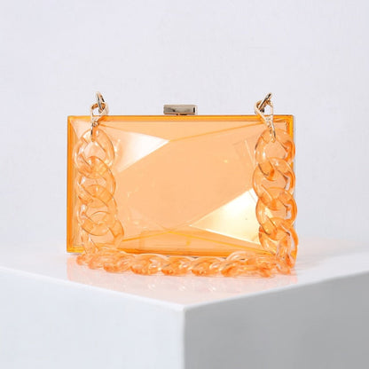 Realaiot Transparent Bag Jelly Clutch Bags for Women Luxury Diamond Candy Color Bag Ladies Blue Bag for Wedding Party Clutch Chain Bag