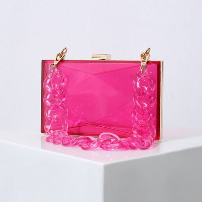 Realaiot Transparent Bag Jelly Clutch Bags for Women Luxury Diamond Candy Color Bag Ladies Blue Bag for Wedding Party Clutch Chain Bag