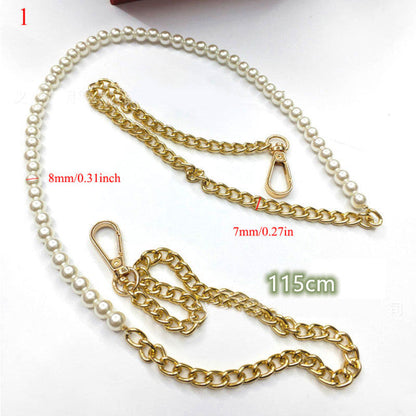 Realaiot 100/110/120cm Pearl Strap for Bags Handbag Handles DIY purse Replacement Long Beaded Chain for shoulder Bag straps Pearl Belt