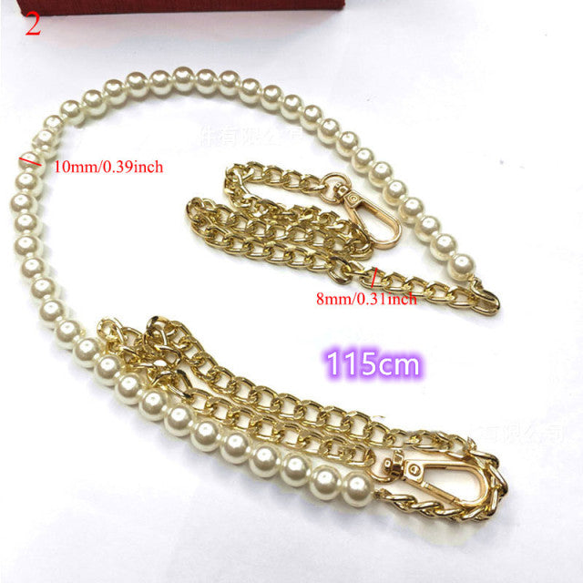 Realaiot 100/110/120cm Pearl Strap for Bags Handbag Handles DIY purse Replacement Long Beaded Chain for shoulder Bag straps Pearl Belt