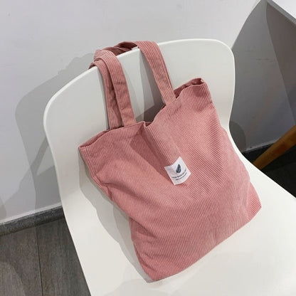 Corduroy Bag for Women Shopper Female Designer Handbags Environmental Storage Reusable Girls Small Canvas Shoulder Tote Bag