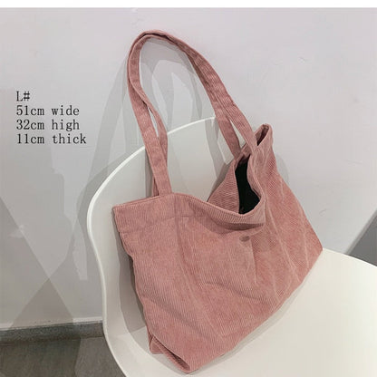 Corduroy Bag for Women Shopper Female Designer Handbags Environmental Storage Reusable Girls Small Canvas Shoulder Tote Bag