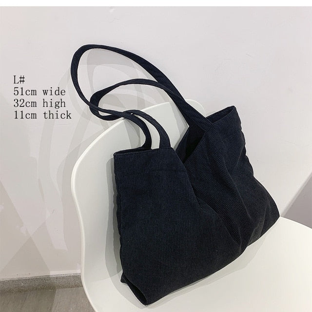 Corduroy Bag for Women Shopper Female Designer Handbags Environmental Storage Reusable Girls Small Canvas Shoulder Tote Bag