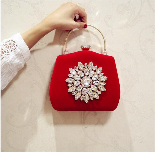 Cyflymder New Diamond Sun Flowers Evening Bags Luxury Wedding Clutch Bags For Girls Christmas Party Dinner Bags With Chain MN861