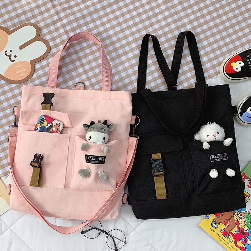 Realaiot Kawaii Cartoon Tote Bag Canvas Handbag Shopping Bag Super Cool Handbags Shoulder Bags for Girl Book Bags Bolsa Feminina Mochila