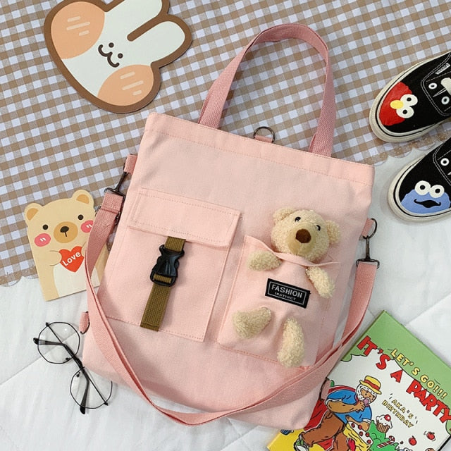 Realaiot Kawaii Cartoon Tote Bag Canvas Handbag Shopping Bag Super Cool Handbags Shoulder Bags for Girl Book Bags Bolsa Feminina Mochila