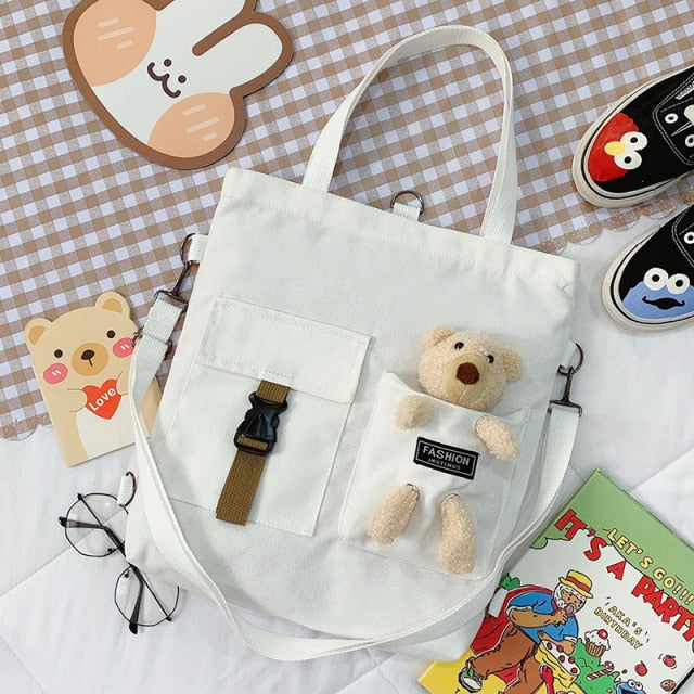 Realaiot Kawaii Cartoon Tote Bag Canvas Handbag Shopping Bag Super Cool Handbags Shoulder Bags for Girl Book Bags Bolsa Feminina Mochila