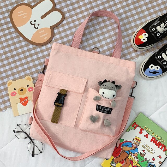 Realaiot Kawaii Cartoon Tote Bag Canvas Handbag Shopping Bag Super Cool Handbags Shoulder Bags for Girl Book Bags Bolsa Feminina Mochila