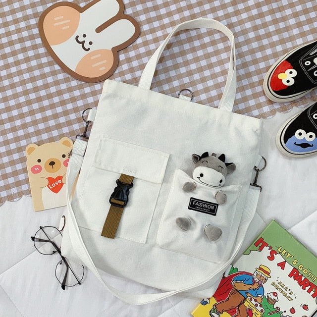 Realaiot Kawaii Cartoon Tote Bag Canvas Handbag Shopping Bag Super Cool Handbags Shoulder Bags for Girl Book Bags Bolsa Feminina Mochila