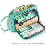 Realaiot Grid Pen Pencil Case, Multi Slot Plaid Storage Bag, Big Pouch Organizer for Stationery Cosmetic Student A6443