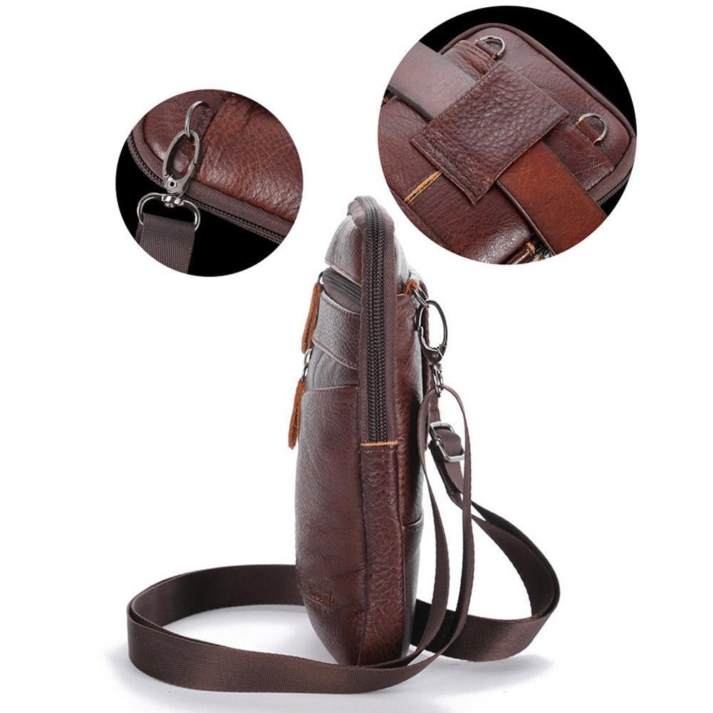 Cyflymder Portable Men's Mobile Phone Pockets Leather Belt Clip Bag Pouch Fashion Crossbody Backpack Shoulder Bag Waistbag Casual