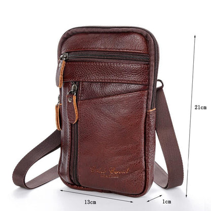 Cyflymder Portable Men's Mobile Phone Pockets Leather Belt Clip Bag Pouch Fashion Crossbody Backpack Shoulder Bag Waistbag Casual