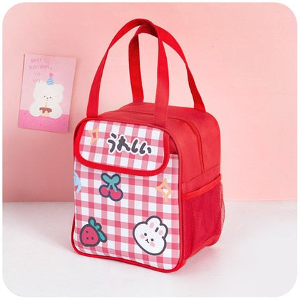 Realaiot Kawaii Lunch Bag Women Cute Bear Picnic Travel Thermal Breakfast Box Girls School Child Convenient Lunch Box Tote Food Bags 118