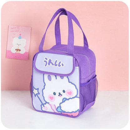 Realaiot Kawaii Lunch Bag Women Cute Bear Picnic Travel Thermal Breakfast Box Girls School Child Convenient Lunch Box Tote Food Bags 118