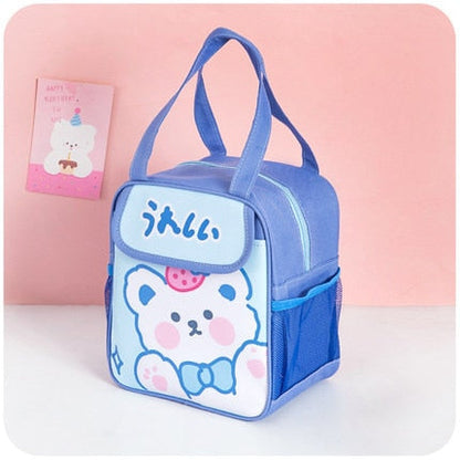 Realaiot Kawaii Lunch Bag Women Cute Bear Picnic Travel Thermal Breakfast Box Girls School Child Convenient Lunch Box Tote Food Bags 118