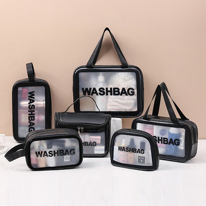 Cflymder Waterproof Washbag Transparent Cosmetic Case Large Capacity Portable Travel Makeup Organizer Storage Bag PVC Zipper Handbag