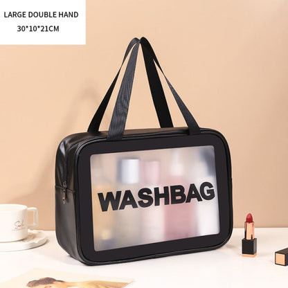 Cflymder Waterproof Washbag Transparent Cosmetic Case Large Capacity Portable Travel Makeup Organizer Storage Bag PVC Zipper Handbag