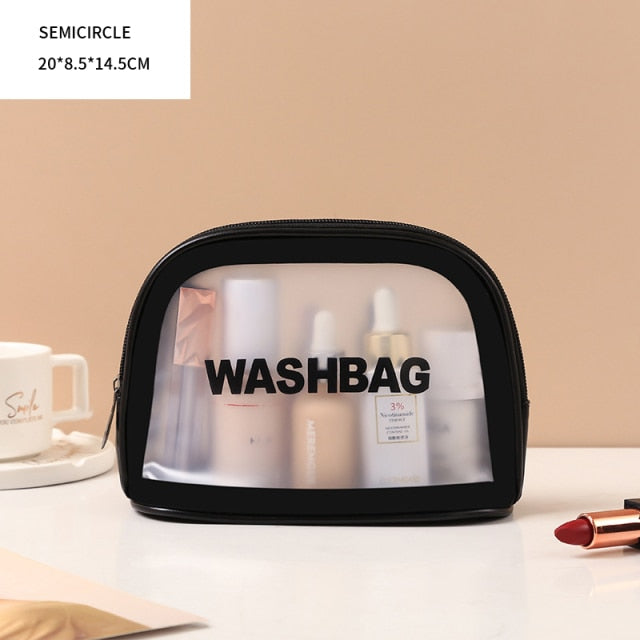 Cflymder Waterproof Washbag Transparent Cosmetic Case Large Capacity Portable Travel Makeup Organizer Storage Bag PVC Zipper Handbag