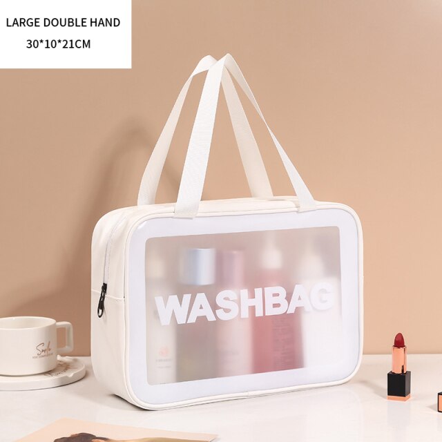 Cflymder Waterproof Washbag Transparent Cosmetic Case Large Capacity Portable Travel Makeup Organizer Storage Bag PVC Zipper Handbag