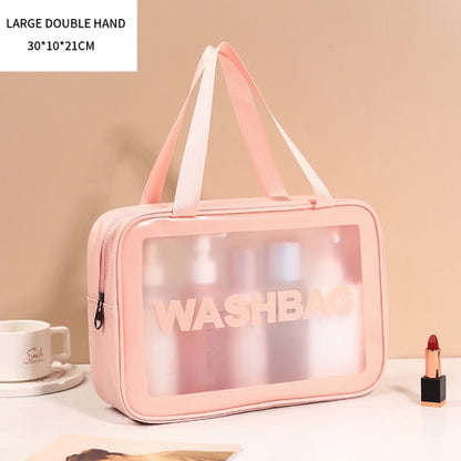 Cflymder Waterproof Washbag Transparent Cosmetic Case Large Capacity Portable Travel Makeup Organizer Storage Bag PVC Zipper Handbag