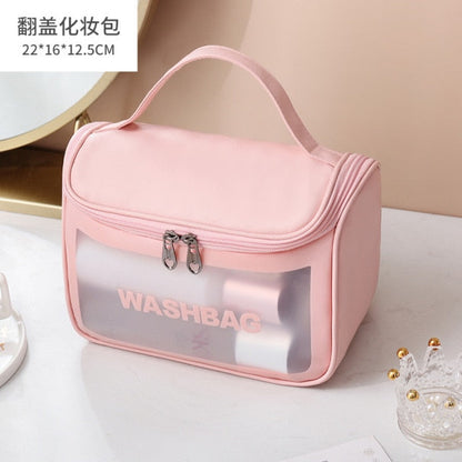 Cflymder Waterproof Washbag Transparent Cosmetic Case Large Capacity Portable Travel Makeup Organizer Storage Bag PVC Zipper Handbag