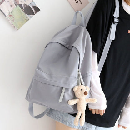 Realaiot Solid Color Versatile Backpack Female Korean Harajuku Schoolbag Middle School Student Backpack Female Backpack