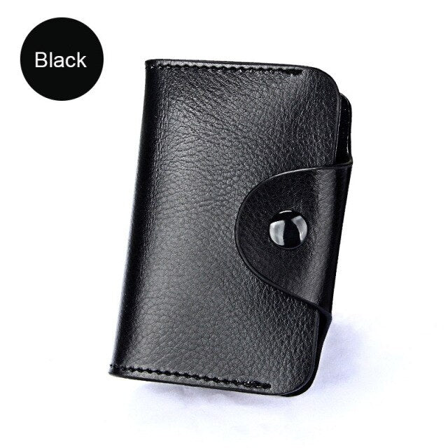 Realaiot Genuine Leather Unisex Business Card Holder Wallet Bank Credit Card Case id Holder Bag Men Women Cardholder Minimalist Wallet