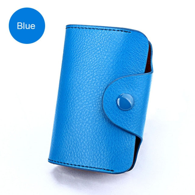 Realaiot Genuine Leather Unisex Business Card Holder Wallet Bank Credit Card Case id Holder Bag Men Women Cardholder Minimalist Wallet