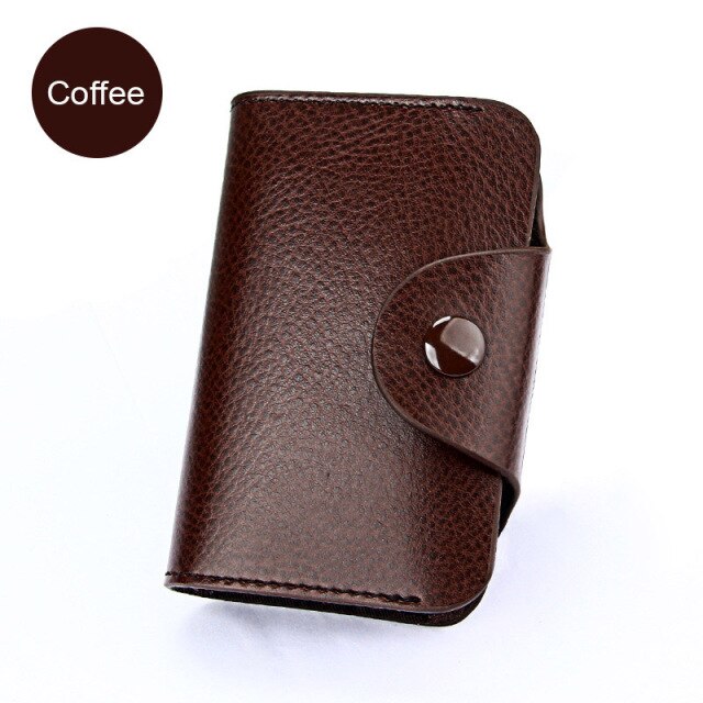 Realaiot Genuine Leather Unisex Business Card Holder Wallet Bank Credit Card Case id Holder Bag Men Women Cardholder Minimalist Wallet