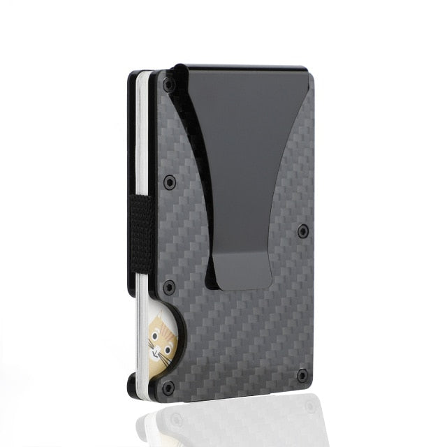 Cyflymber Carbon Fiber Card Holder Mini Slim Wallet Men Aluminum Metal RFID Magic Wallet Small Thin Male Purses Money Bag Vallet