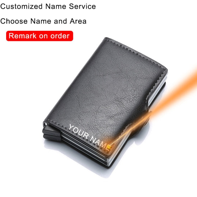 Realaiot Carbon Fiber Anti Rfid Credit Card Holder Mens Double Cardholder Case Wallet Metal Business Bank Creditcard Minimalist Wallet Gifts for Men