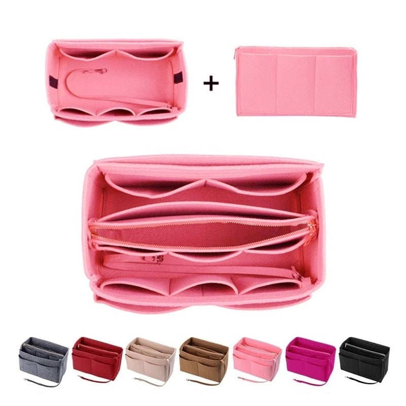 Realaiot Hot Popular Women's Makeup Organizer Felt Cloth Insert Bag Multi-functional Travel Cosmetic Bag Girl Storage Toiletry Liner Bags