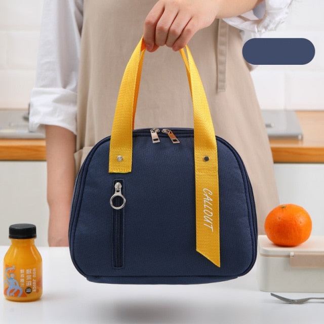 Realaiot Fashion Oxford Cloth Insulated Lunch Bag Portable Thermal Bento Boxes Cooler Bags Food Storage Container for School Picnic