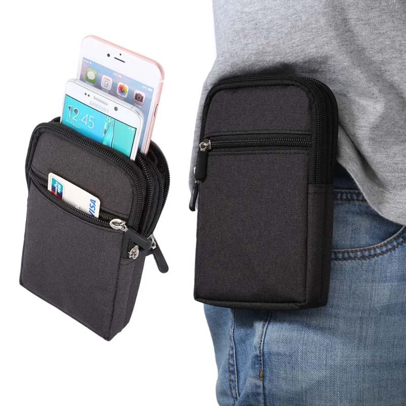 Realaiot Cowboy Cloth Phone Pouch Belt Clip Bag for Phone Case with Pen Holder Waist Bag Outdoor Sport Phone Cover