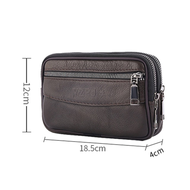 Realaiot Fashion Men Multi-function PU Leather Fanny Waist Bag Casual Mobile Phone Purse Pocket Male Outdoor Travel Sports Belt Bum Pouch