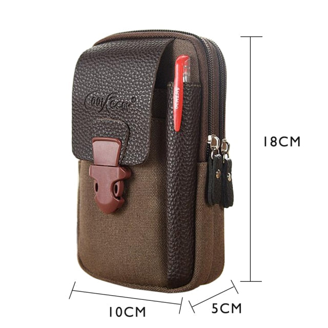 Realaiot Fashion Men Multi-function PU Leather Fanny Waist Bag Casual Mobile Phone Purse Pocket Male Outdoor Travel Sports Belt Bum Pouch