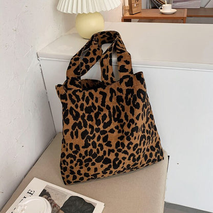 Realaiot Women Bag NEW ZEBRA Leopard print Corduroy Handbags Zebra Leopard Pattern Shoulder Bag Large Capacity Ladies Animal Tote Bags