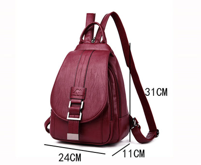 Realaiot Hot Women Leather Backpacks Female Vintage Backpack For Teenage Girls School Chest Bag Travel Bagpack Ladies Sac A Dos Back Pack