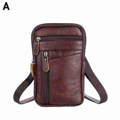 Cyflymder Portable Men's Mobile Phone Pockets Leather Belt Clip Bag Pouch Fashion Crossbody Backpack Shoulder Bag Waistbag Casual